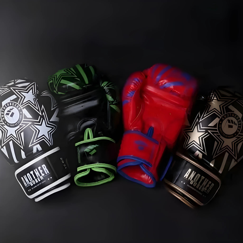 Professional children's boxing Sanda gloves in red, available in sizes from 4 oz to 14 oz.