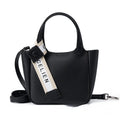 Genuine cattlehide leather cross body bucket bag in square vertical model with retro styling