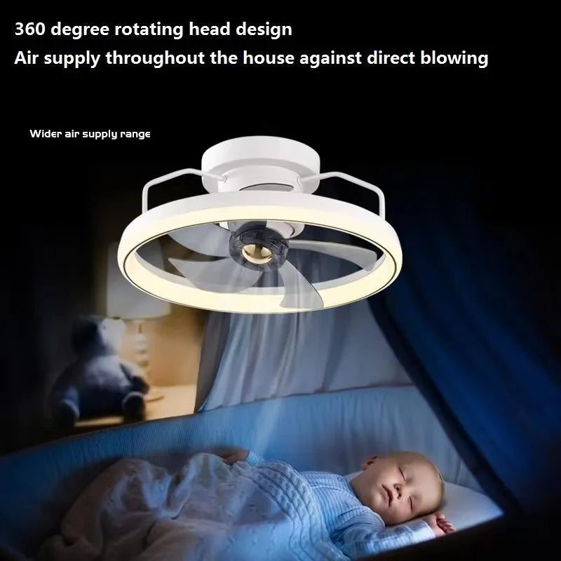 Modern simple ceiling fan with integrated light fixture showing 500mm diameter and acrylic lampshade