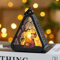 Compact portable Halloween pumpkin lamp decoration in plastic and glass.