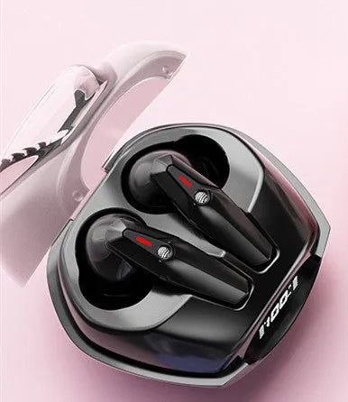 Bluetooth TWS earbuds with power display charging case in black and white colours