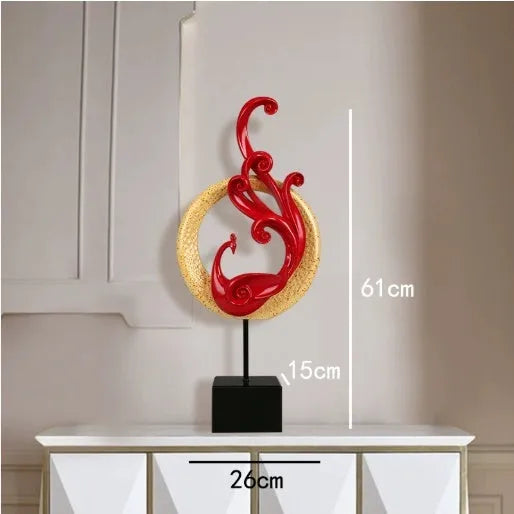 European-style plastic resin phoenix ornament in rose gold, silver, or red colour.