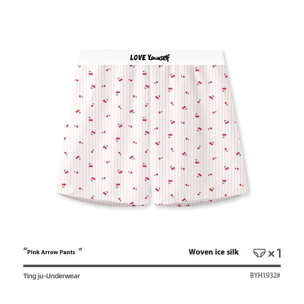 Men's leopard print loose woven boxer briefs in Ice Silk fabric showing quick-drying feature