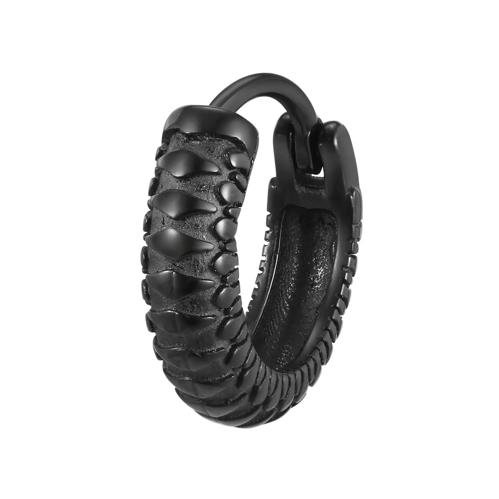 Stainless steel snake pattern drop earrings in black or gold colour