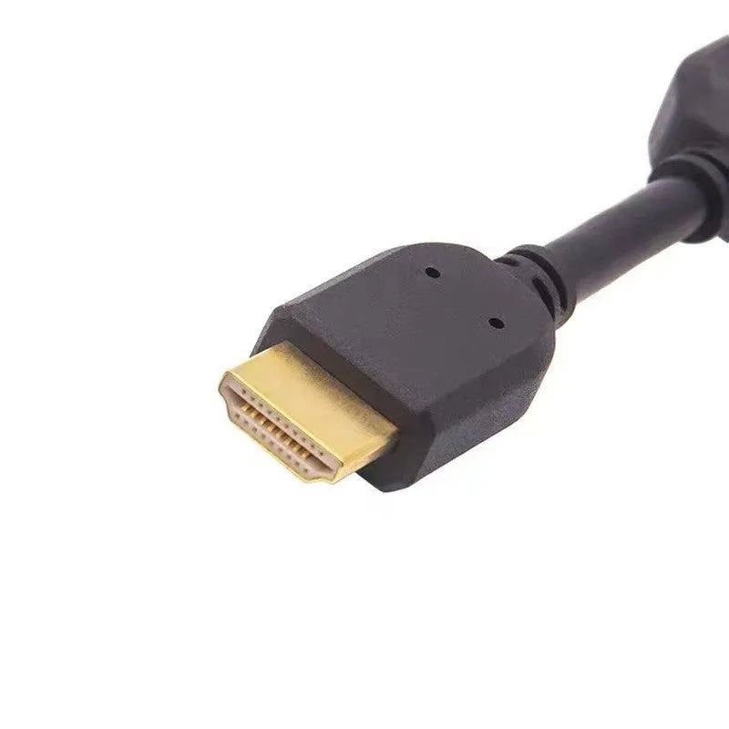 Black 10cm male to female HDMI extension cable with gold-plated plug