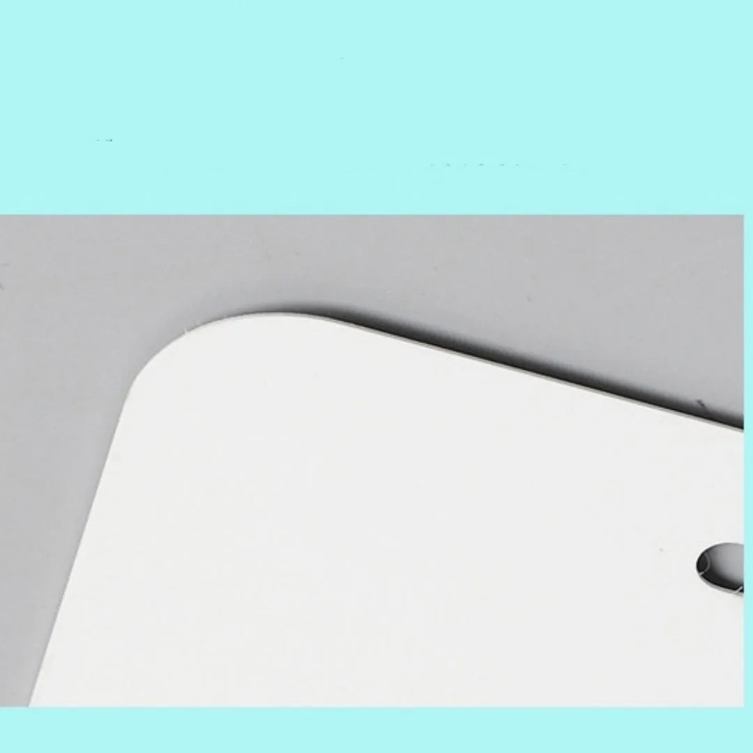 White aluminium license plate metal sheet measuring 30.3 by 15 centimetres