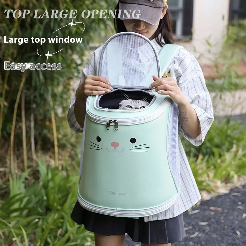 Foldable double-shoulder pet carrier bag in Beige for cats and dogs 34x37x37CM