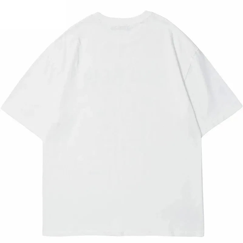 Men's black cotton T-shirt with white Y2g vicinity printing in artistic retro Chinese style