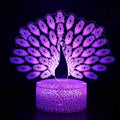 Colourful 3D acrylic USB table lamp with touch controls on a small ABS base.