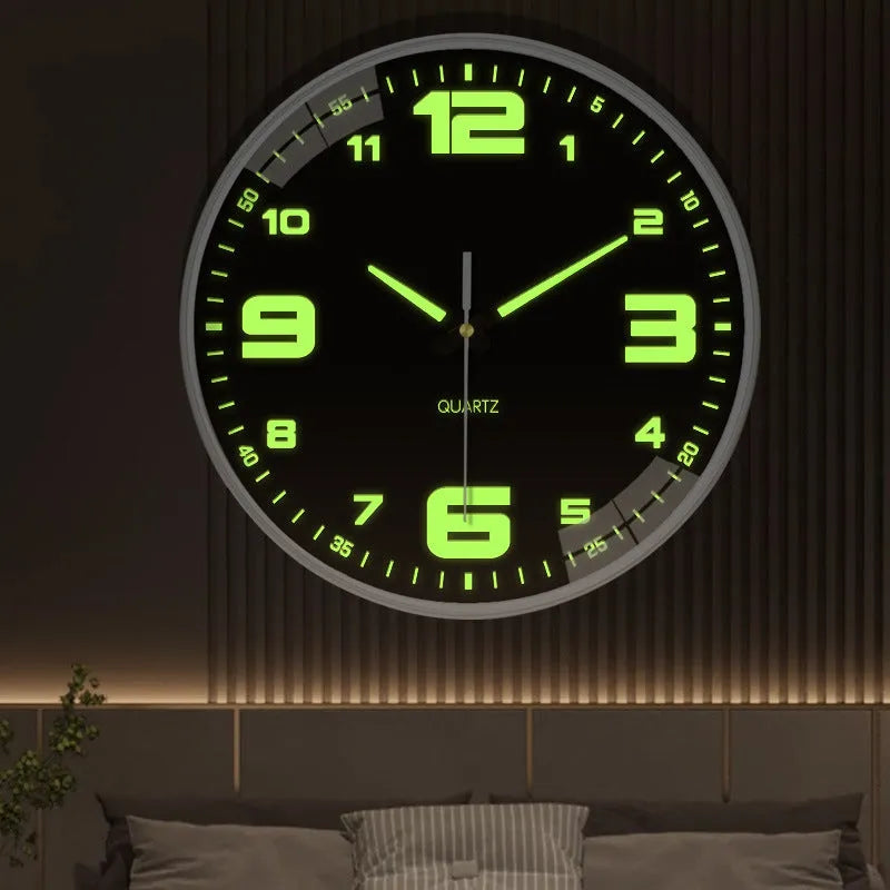 8 inch diameter luminous wall clock with modern design and plastic casing