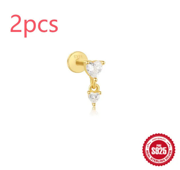925 sterling silver tassel ear stud with gold electroplating in six colour options