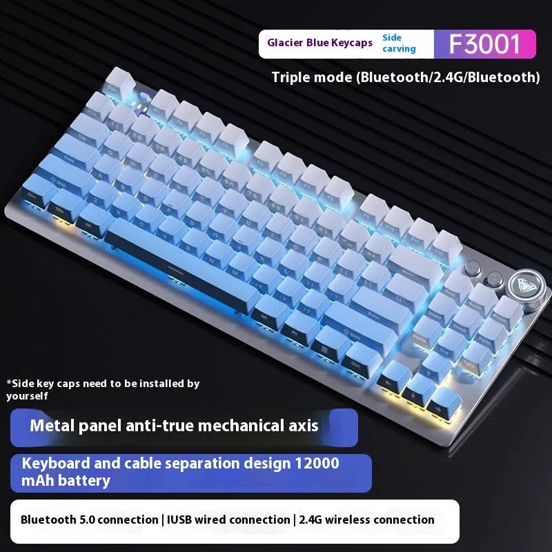 Tarantula wireless mechanical keyboard with side-engraved keycaps showing backlight illumination