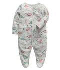 Cotton baby one-piece bodysuit with dinosaur, lion, car, and cloud print style options