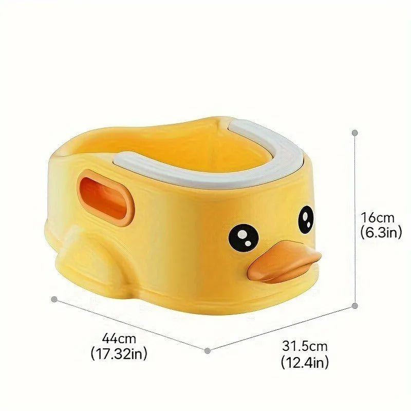 Blue duck-shaped PVC bath tub for washing dogs and cats on a patio.