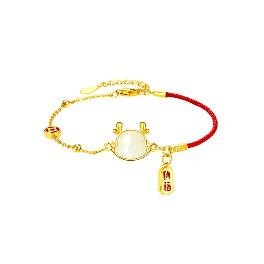 Silver-plated dragon zodiac bracelet with electroplated finish and Chinese style design