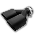 Black carbon fibre car exhaust pipe with dual outlet silencer, 250 mm long