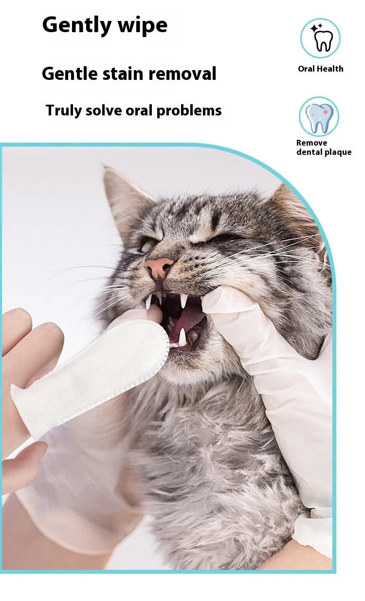 Pack of 50 white non-woven fabric pet dental cleaning finger stalls.