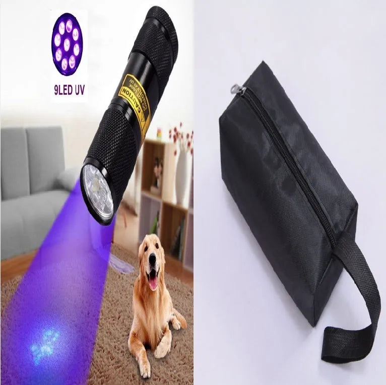 21 LED UV violet flashlight 395-400nm aluminium alloy silver torch side view