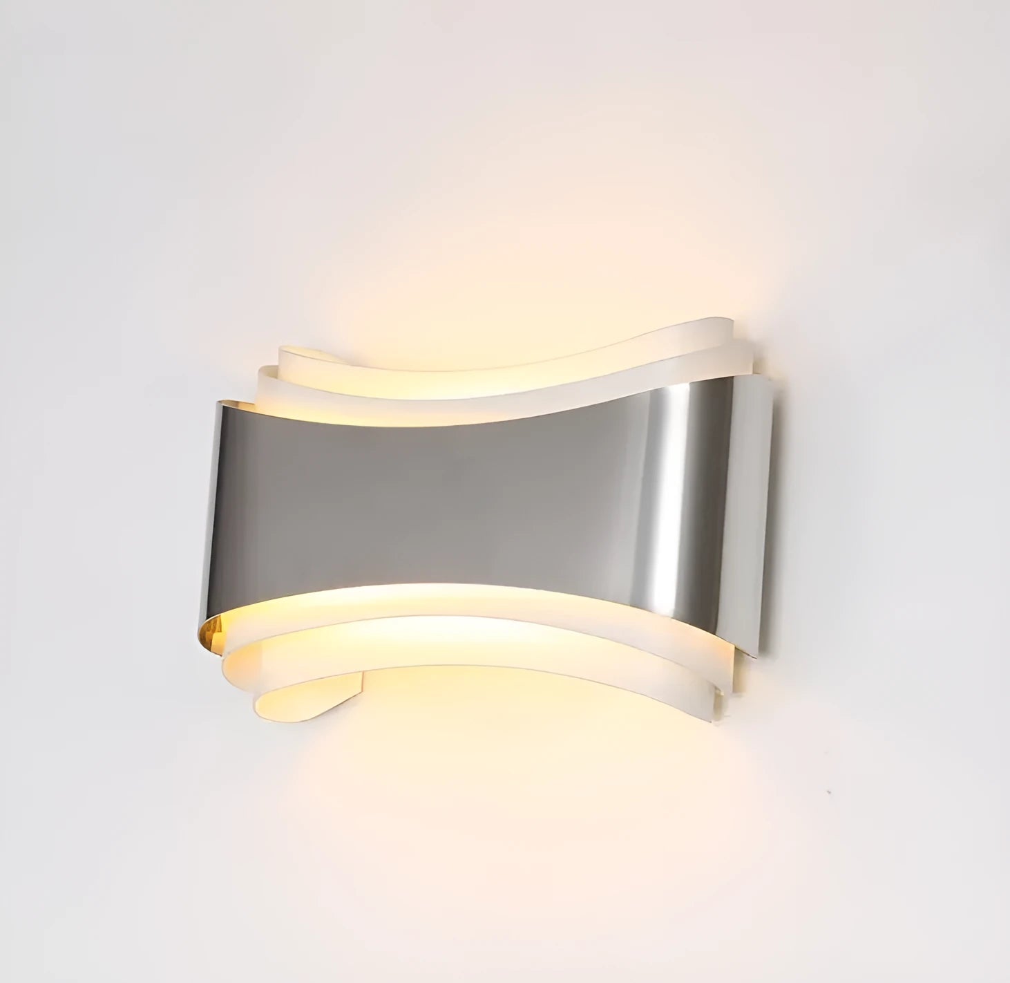 Simple modern warm white LED wall lamp with matte finish and compact rectangular design.