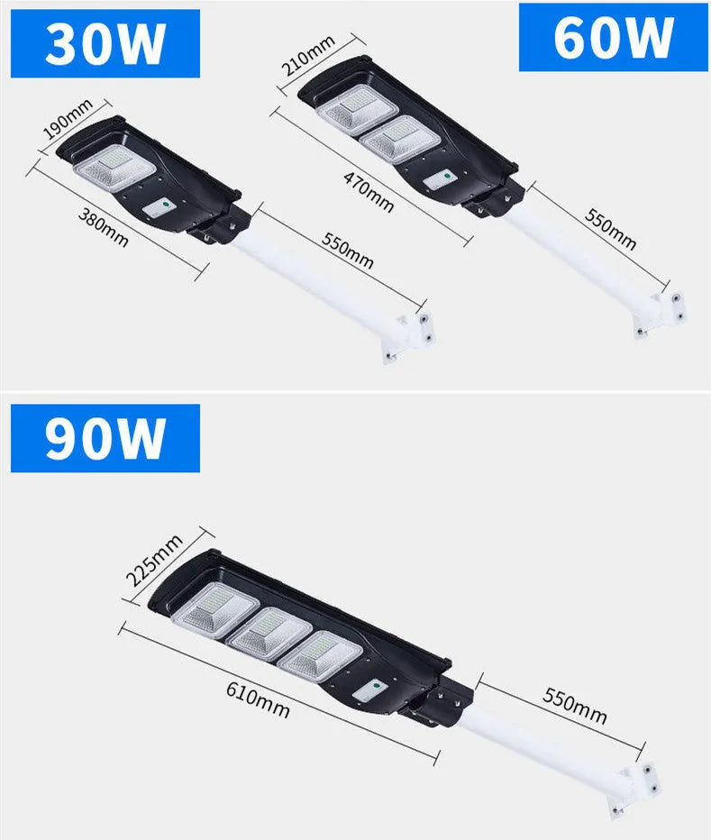 Integrated solar street light unit with solar panel and 60W LED lighting for outdoor household use