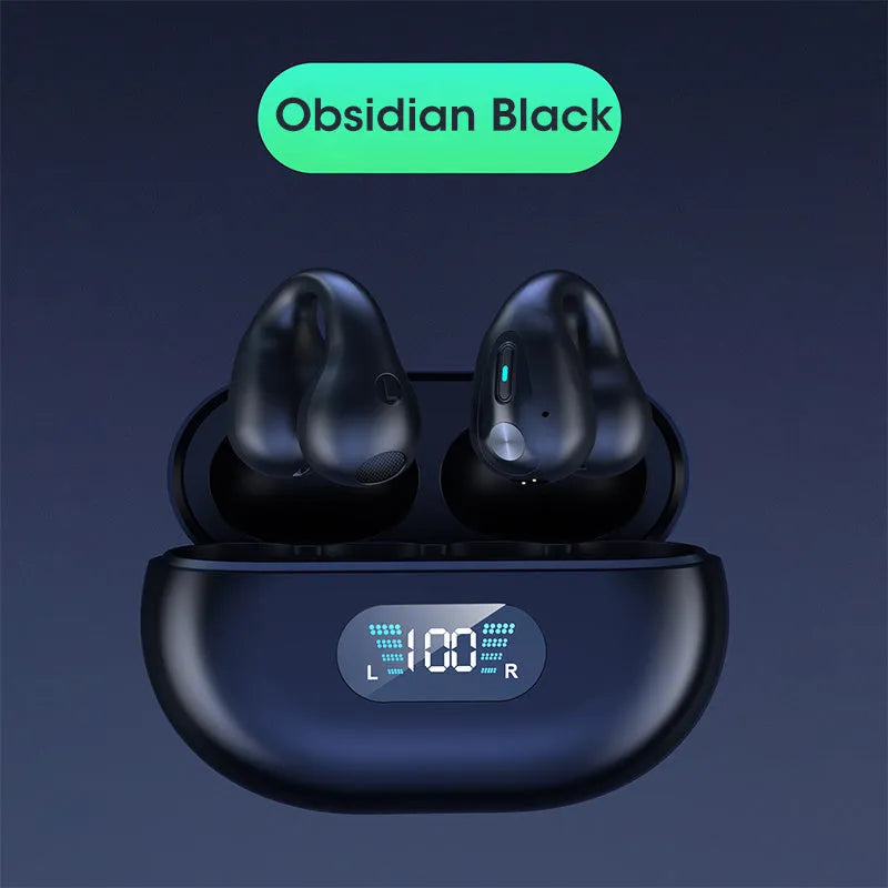 Q80 bone conduction Bluetooth headset with ear clip design in black, white, or khaki colour