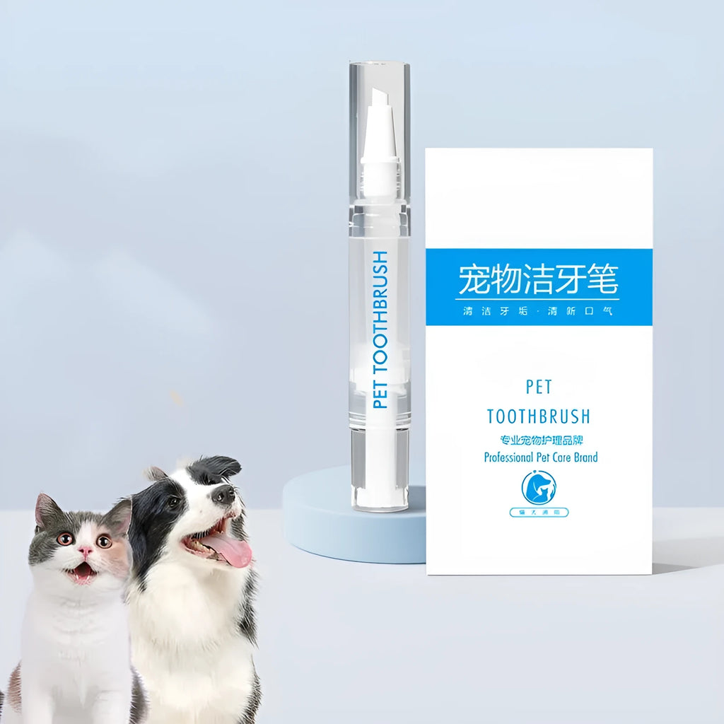 Plastic pet toothbrush pen for dogs with twist-to-dispense cleaning gel applicator