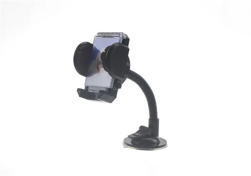 Black plastic car phone holder with suction cup bracket mount