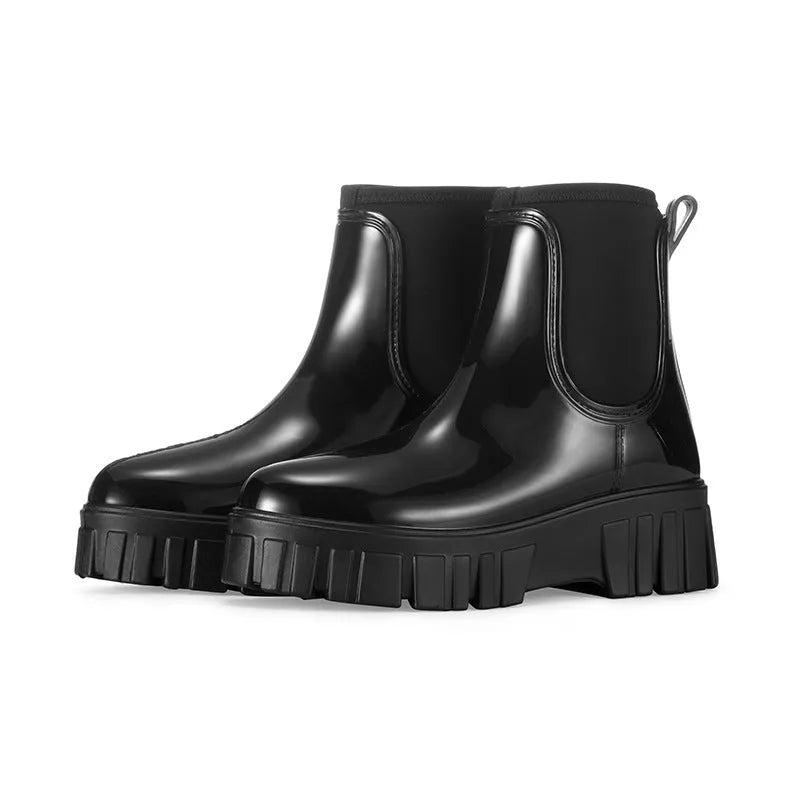 Women's low cut PVC rain boot in apricot colour with a non-slip sole.