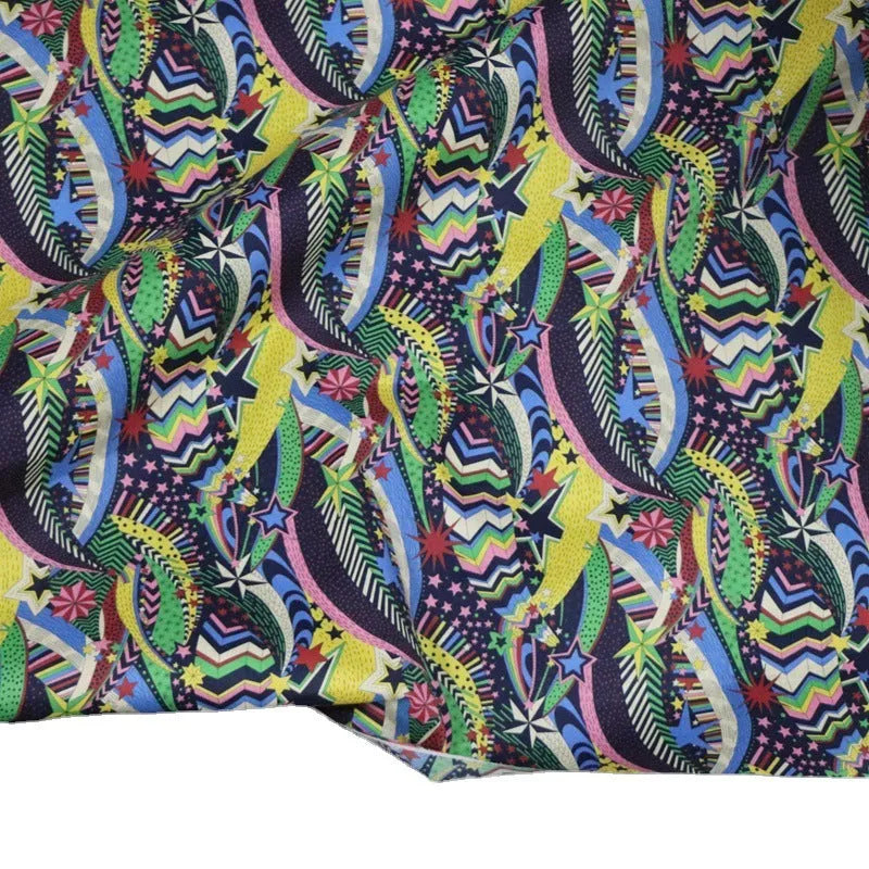 Blue floral digital print on 100% cotton fabric, showing a 1m by 145cm piece.