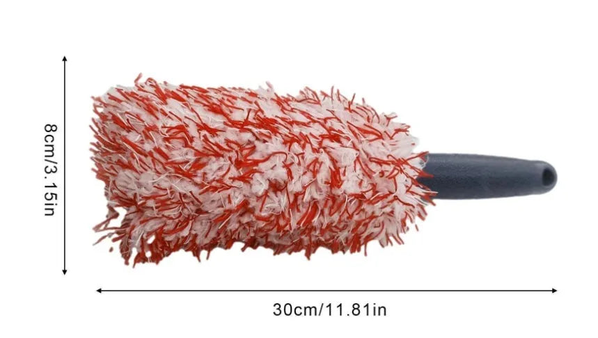 Long handled car wash brush with ultra-fine fibre bristles in blue, black or red colour options
