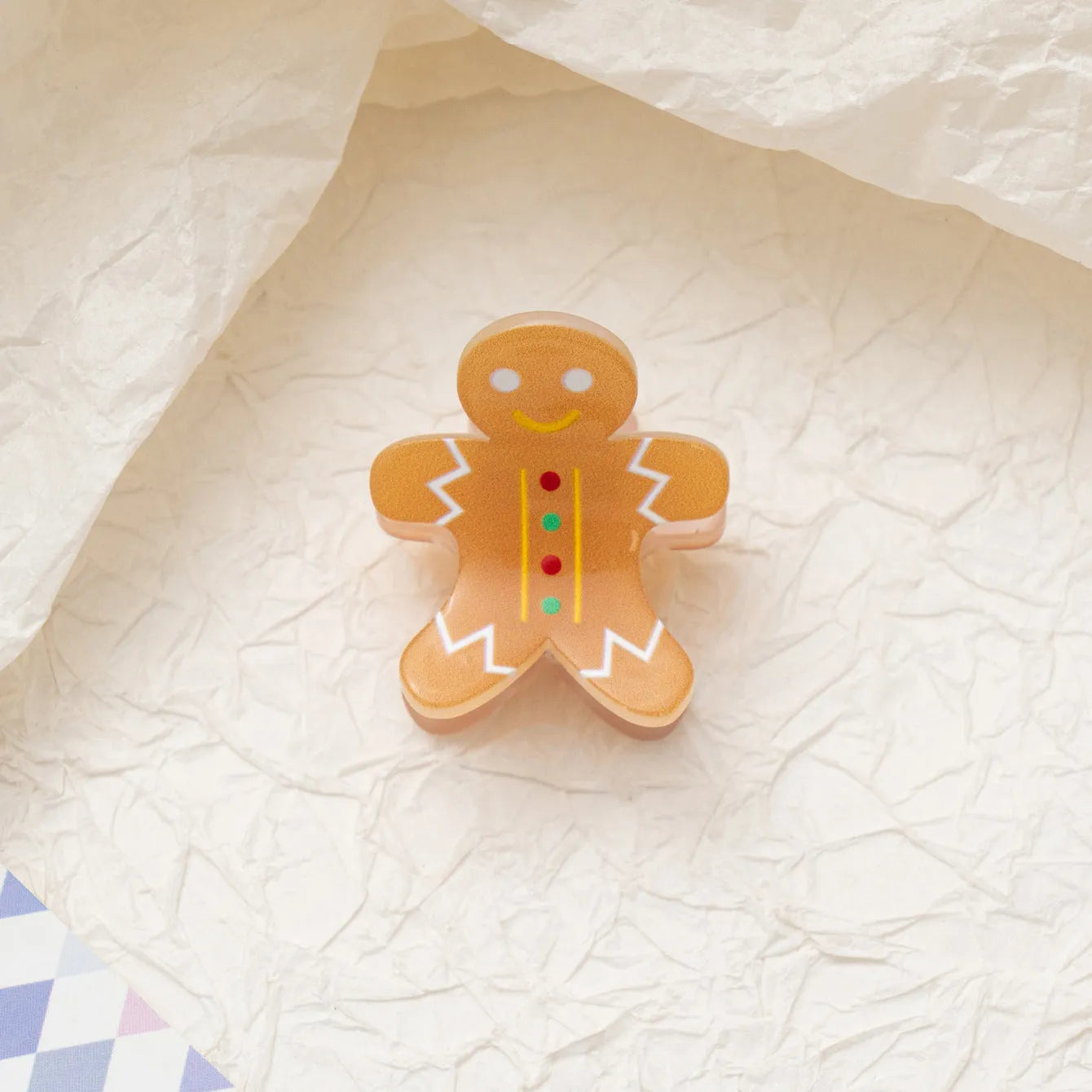 Oil-finished acrylic Christmas series small jaw clip barrette with snowflake design on white background