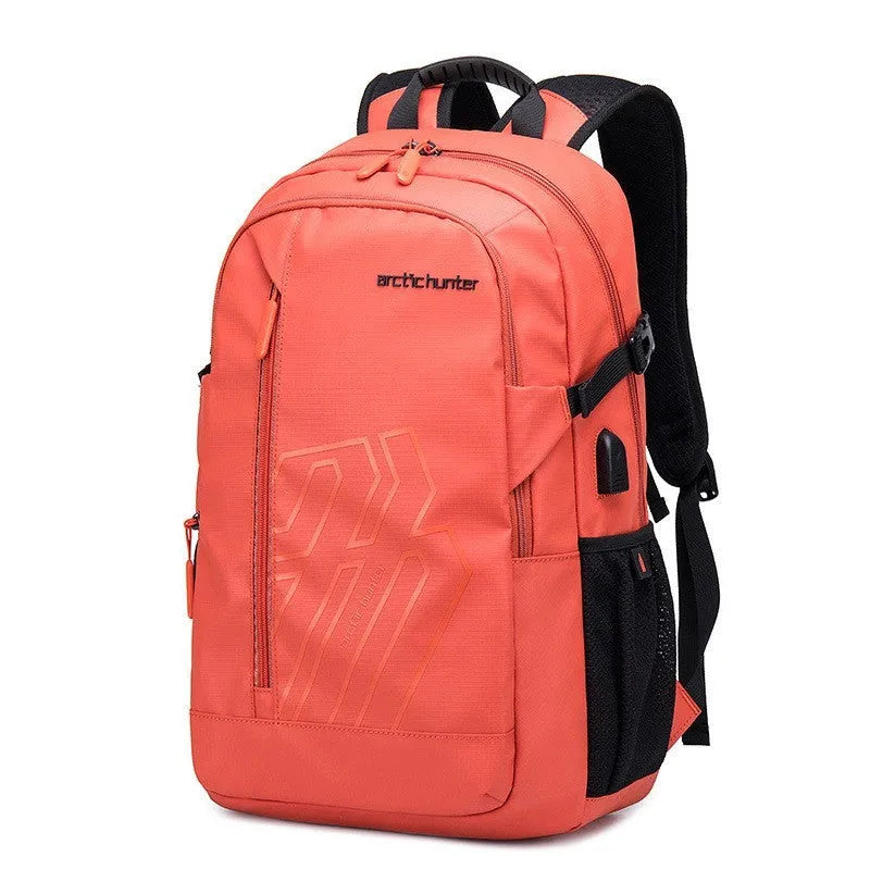 18-inch plaid polyester computer backpack with curved shoulder straps in multiple colour options