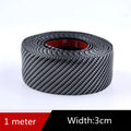 Carbon fibre pattern door sill protective sticker in black, 1m x 3cm, on car door sill