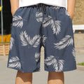Men's striped floral printed ice silk beach trousers loose casual cut
