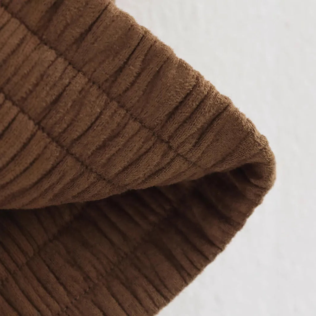 Suede jacket with pocket decoration in brown, loose long sleeve style