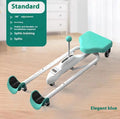 Pink leg stretching equipment with steel frame and foam padding for flexibility training