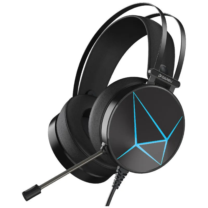 Gaming wired USB headphones with noise cancellation, black colourful version, head-mounted style for PC