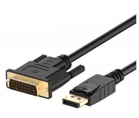 Black DP to DVI adapter cable 1.8 metres long for computer monitor and TV connection
