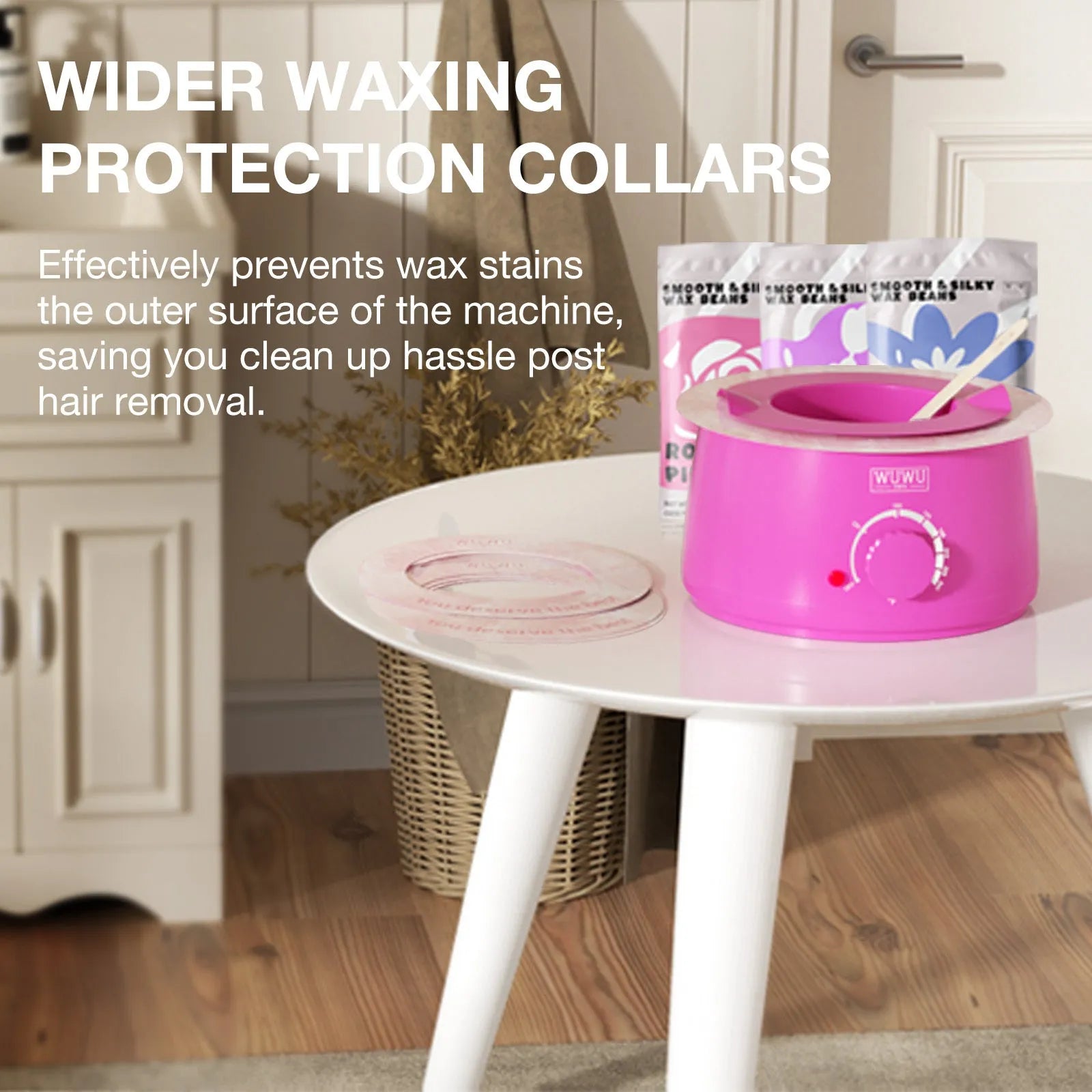Professional waxing kit with hard wax beans, warmer, lotion, ice masks and applicators for face, body and nose.