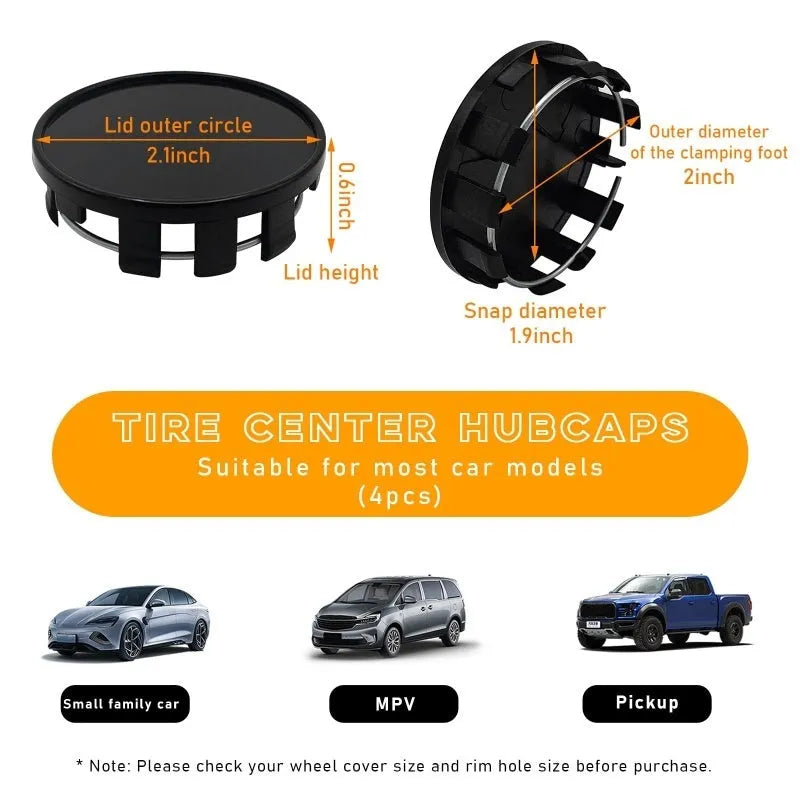 Black and silver 54mm plastic wheel hub cap for Japanese vehicles