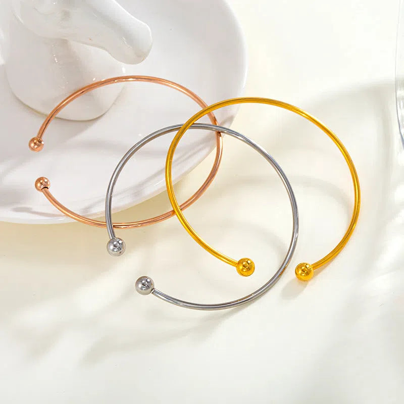 Titanium steel double-headed garlic bead bracelet in polished finish for women