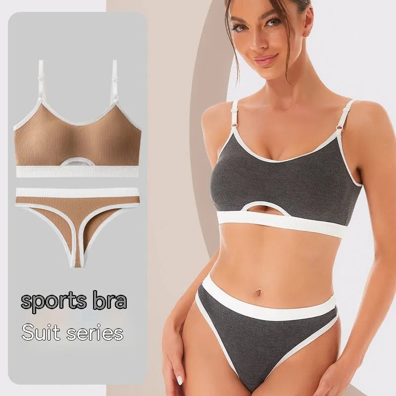 Sports underwear vest tube top suit with underwired support and beauty back design