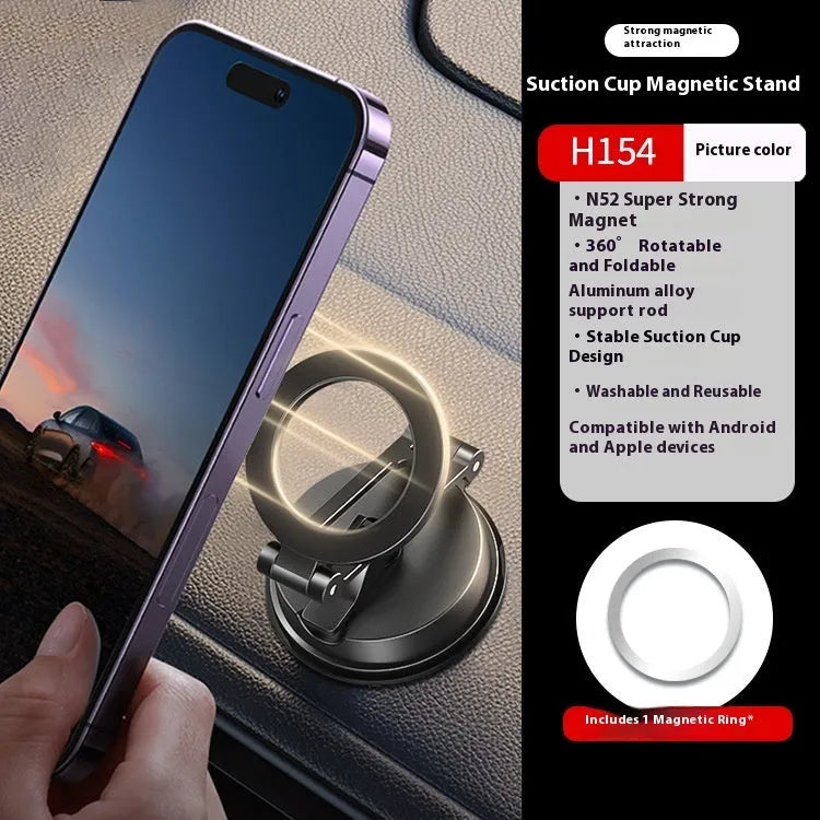 Black H154 magnetic phone holder with suction cup for car dashboard or windscreen mounting