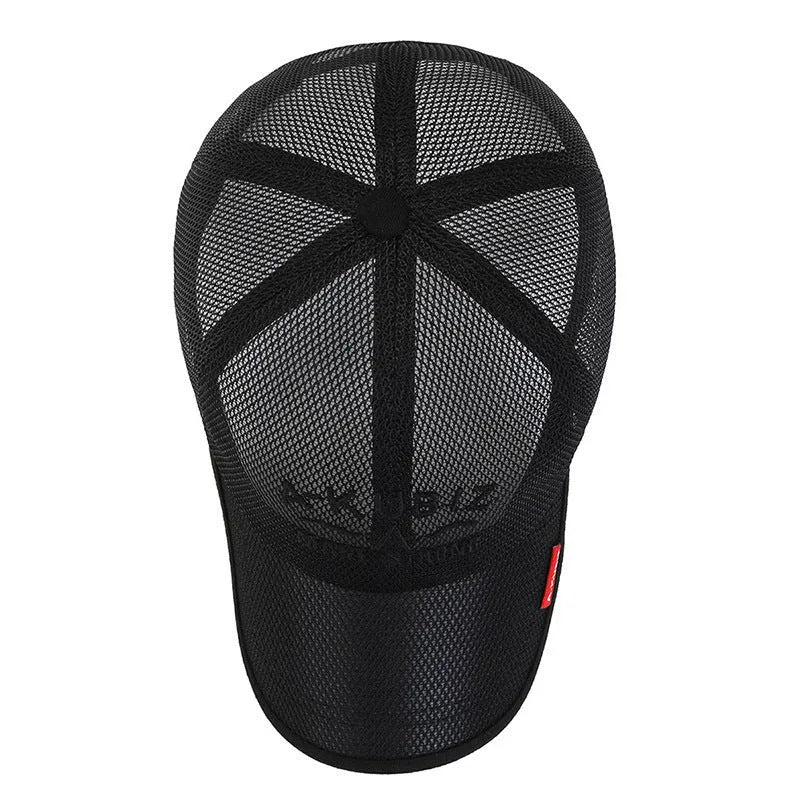 Men's adjustable baseball cap in army green cotton mesh with a dome crown.