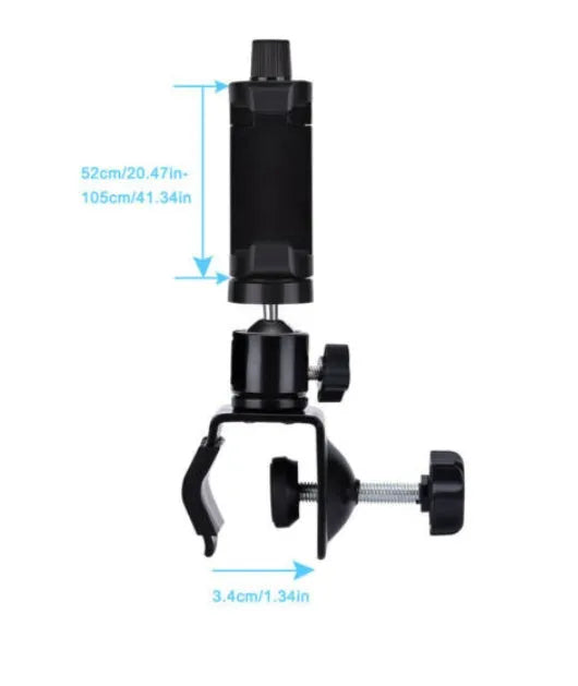 Black camera clip vigorously clamp for mobile phone mounting with lazy bracket design