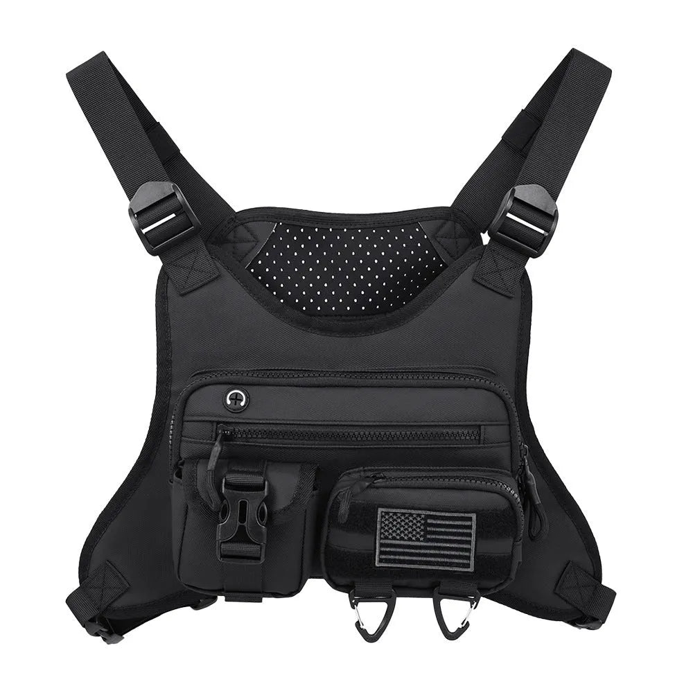 Outdoor sports chest bag in Oxford cloth with vest-style design for cycling