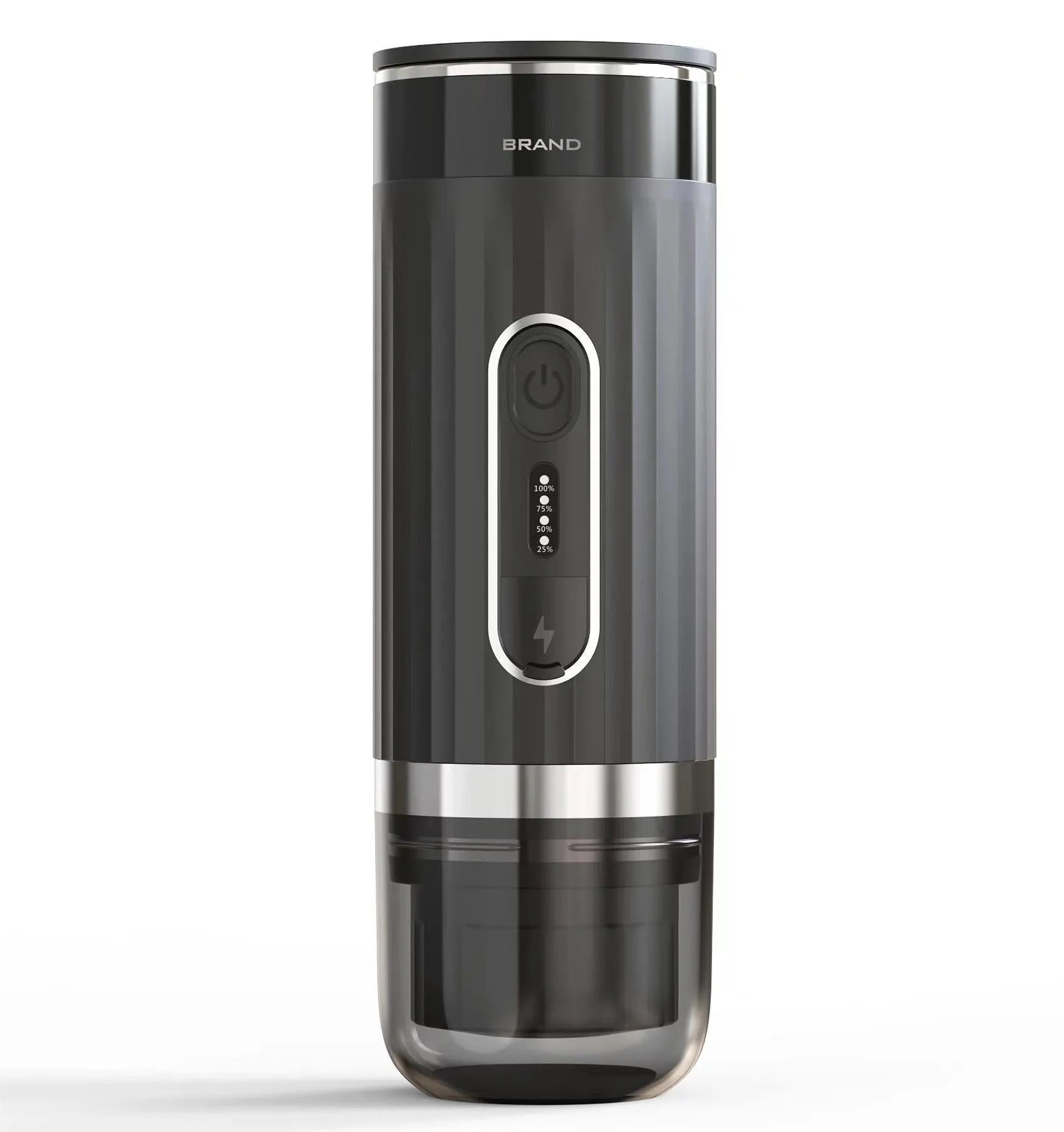 Black portable wireless K-Cup coffee machine for vehicle and outdoor use