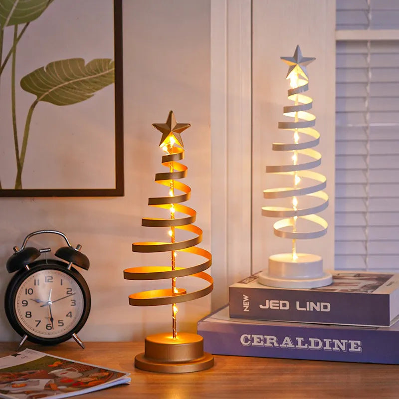 33cm wrought iron LED Christmas tree spiral light with battery operation and warm white lights