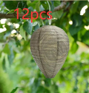 A beehive-shaped collapsible paper lantern with a wire frame, shown in its expanded state.