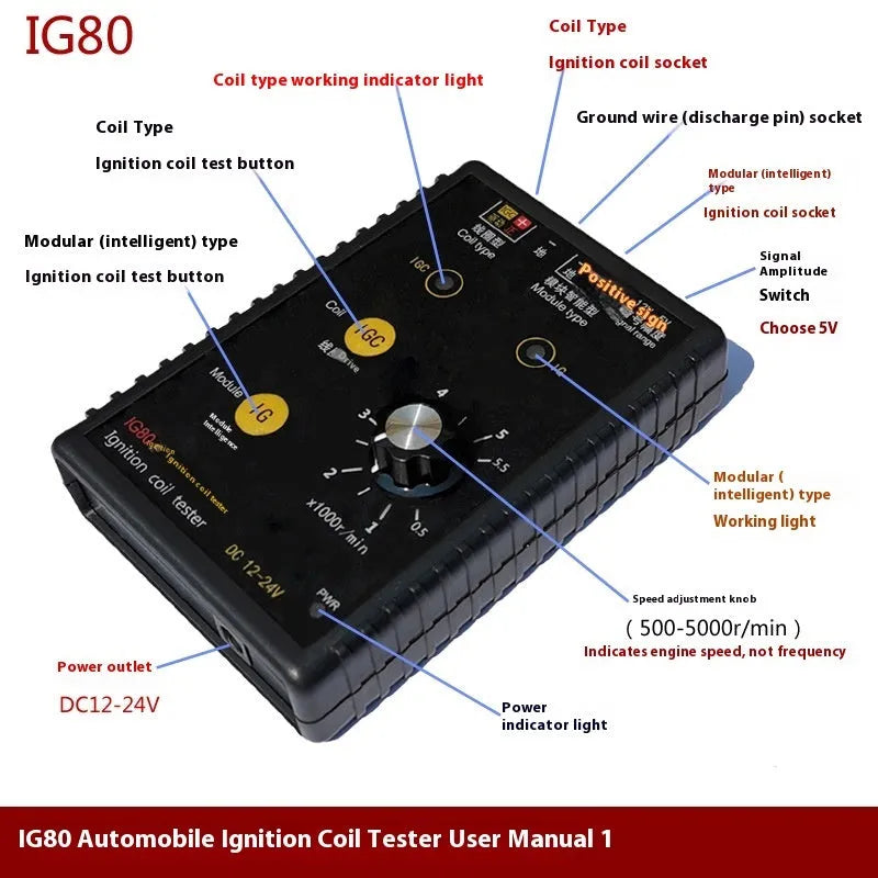 IG80 automobile ignition coil detector for petrol and natural gas engine diagnostics
